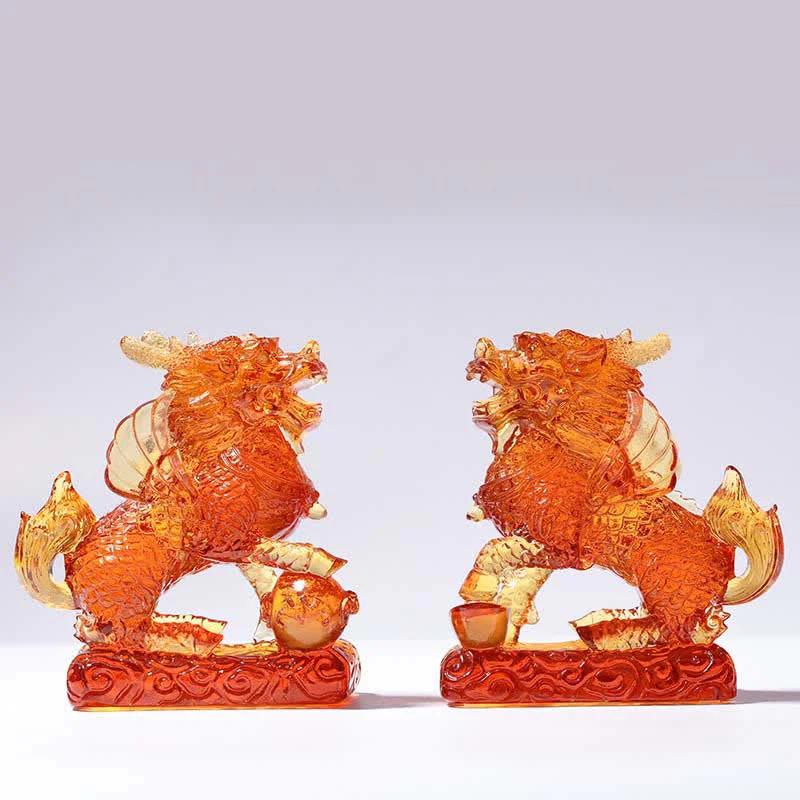 Feng Shui Kirin Fatto a mano Liuli Cristallo Arte Pezzo Fortuna Casa Ufficio Decorazione - Image 14
