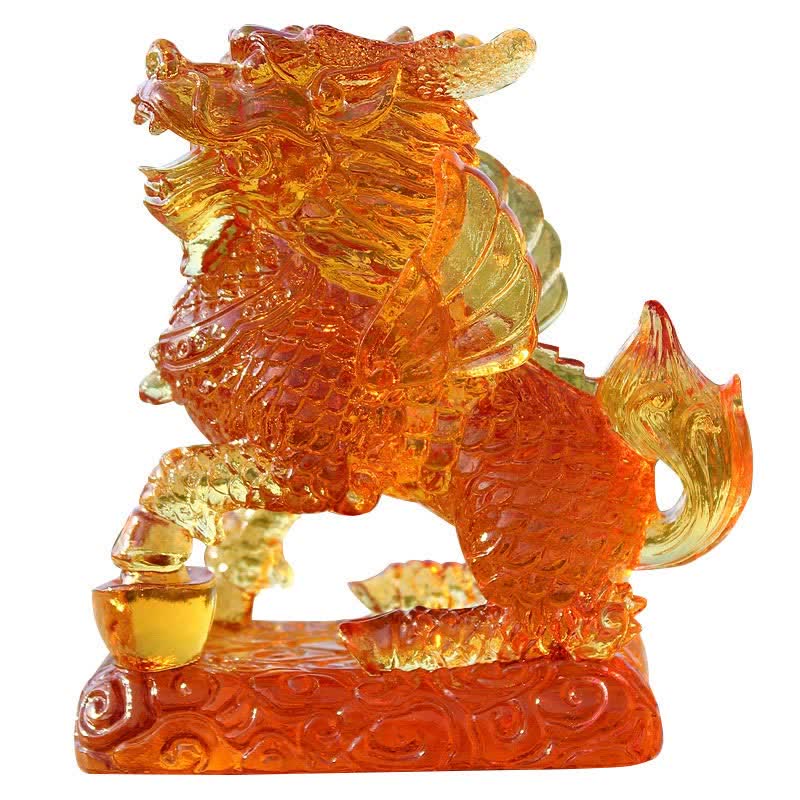 Feng Shui Kirin Fatto a mano Liuli Cristallo Arte Pezzo Fortuna Casa Ufficio Decorazione - Image 15