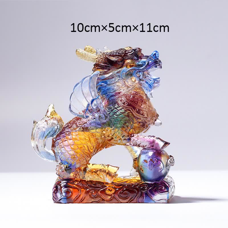 Feng Shui Kirin Fatto a mano Liuli Cristallo Arte Pezzo Fortuna Casa Ufficio Decorazione - Image 3