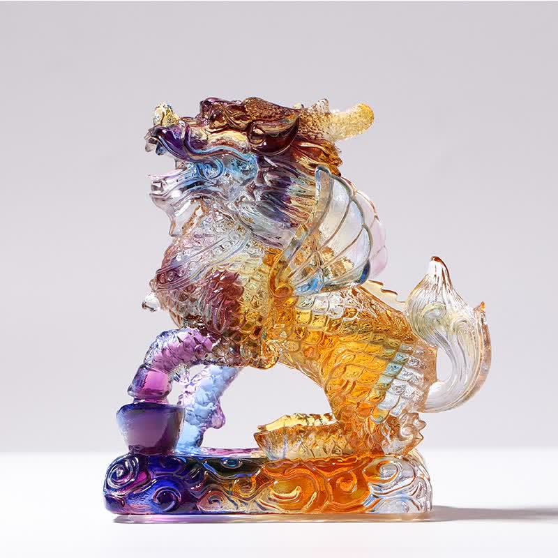 Feng Shui Kirin Fatto a mano Liuli Cristallo Arte Pezzo Fortuna Casa Ufficio Decorazione - Image 5