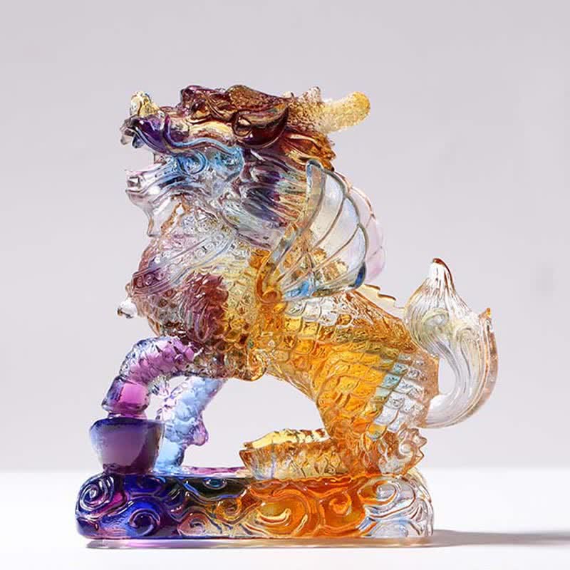 Feng Shui Kirin Fatto a mano Liuli Cristallo Arte Pezzo Fortuna Casa Ufficio Decorazione - Image 9