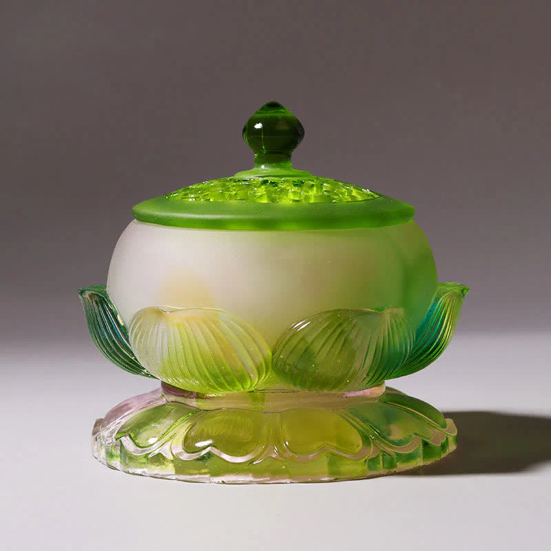 Feng Shui Lotus fatto a mano Liuli Crystal Art Piece Home Office Offerta Decorazione - Image 15