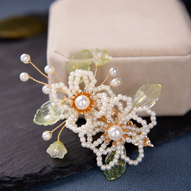 Fermaglio per capelli con nappa a forma di foglia e fiore in stile retrò Buddha Stones - Image 4