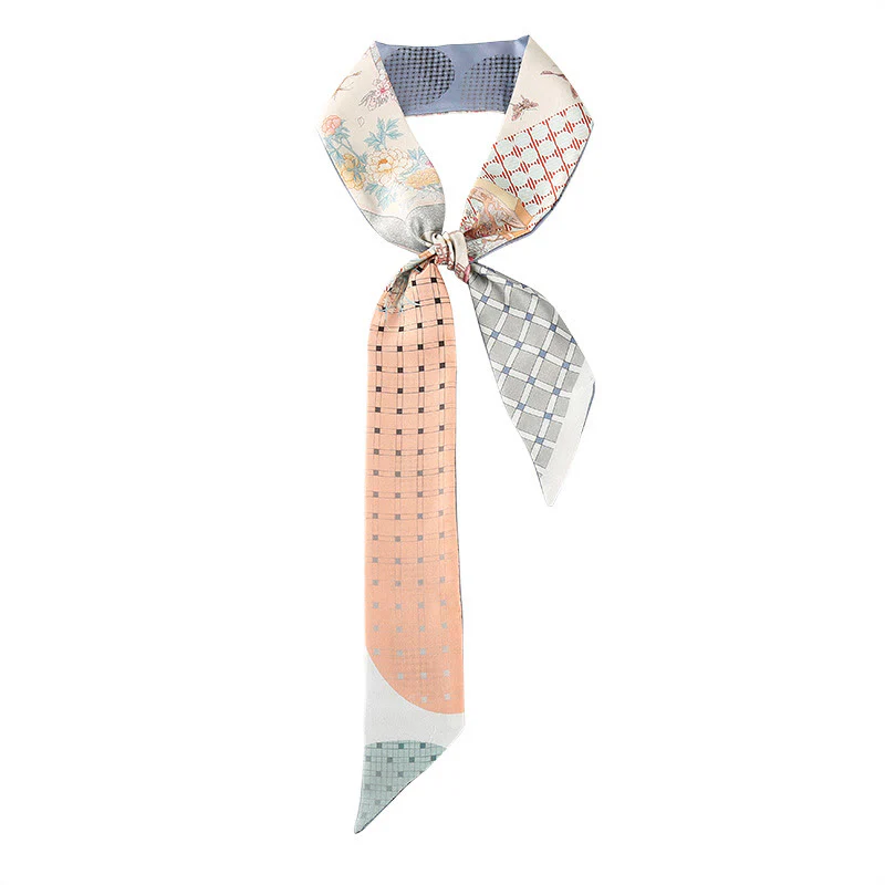 Foulard per capelli in seta 100% gelso Twilly, motivo floreale , Buddha Stones , affreschi di Dunhuang, montagne, tramonto - Image 6