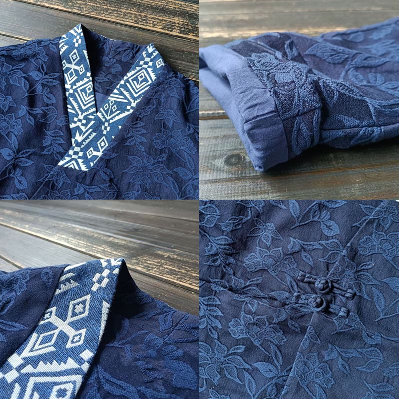 Giacca a maniche lunghe con scollo a V e motivo floreale in jacquard Buddha Stones - Image 7