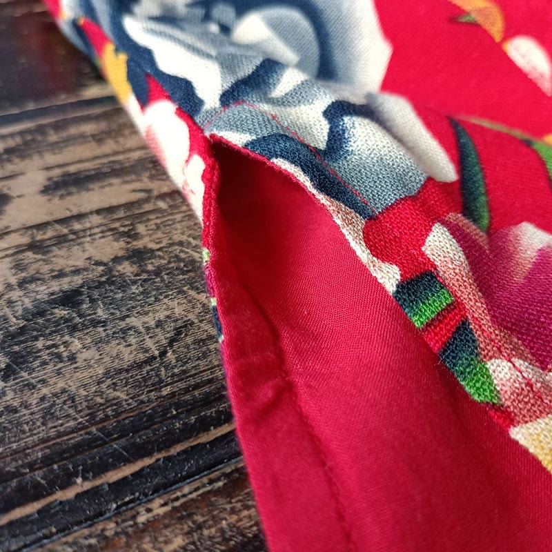 Giacca camicia a maniche lunghe in lino di cotone con bottoni a rana, etnica, con fiori rossi, peonia e tasche , Buddha Stones - Image 14