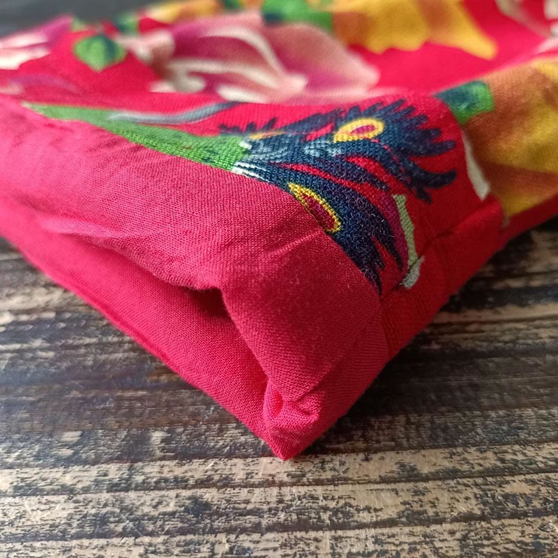 Giacca camicia a maniche lunghe in lino di cotone con bottoni a rana, etnica, con fiori rossi, peonia e tasche , Buddha Stones - Image 15