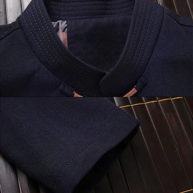 Giacca, camicia e pantaloni a maniche lunghe da uomo con bottoni a rana, ricamo del personaggio Fu Buddha Stones - Image 2