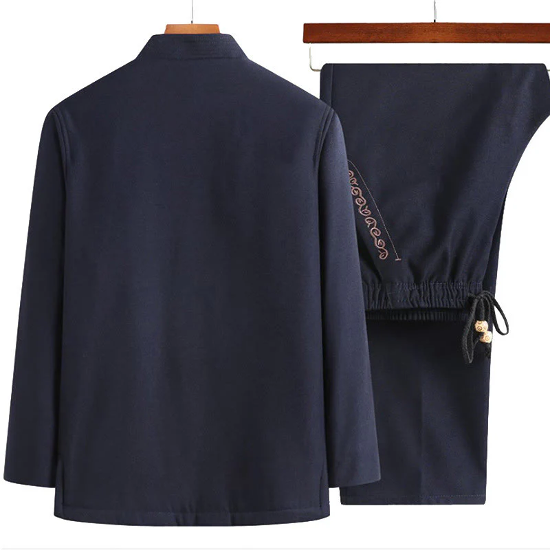 Giacca, camicia e pantaloni a maniche lunghe da uomo con bottoni a rana, ricamo del personaggio Fu Buddha Stones - Image 7