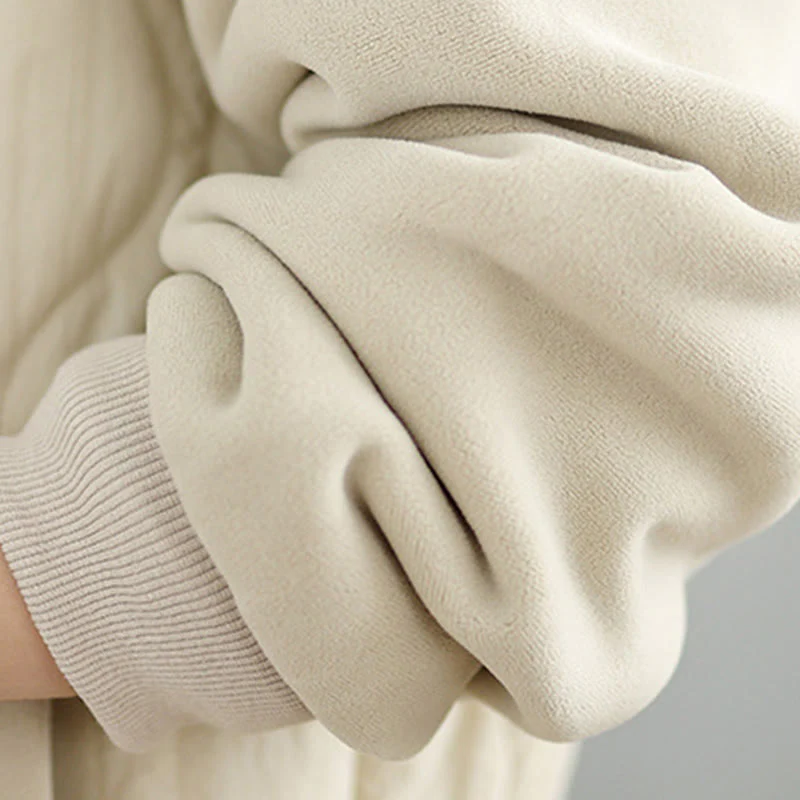 Giacca da donna in cotone con cappuccio caldo e spesso a maniche lunghe Buddha Stones con tasche - Image 9