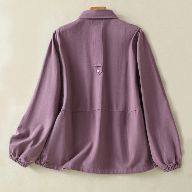Giacca da donna in cotone con collo alto e bottoni semplici, motivo Buddha Stones - Image 2