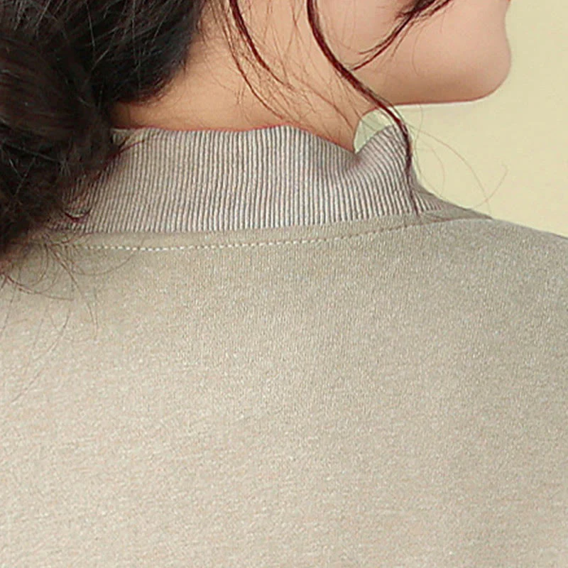 Giacca da donna in cotone con maniche lunghe, scollo rotondo, bottoni e tasche , Buddha Stones Plain - Image 14