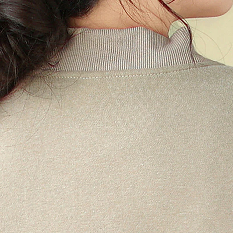 Giacca da donna in cotone con maniche lunghe, scollo rotondo, bottoni e tasche , Buddha Stones Plain - Image 18