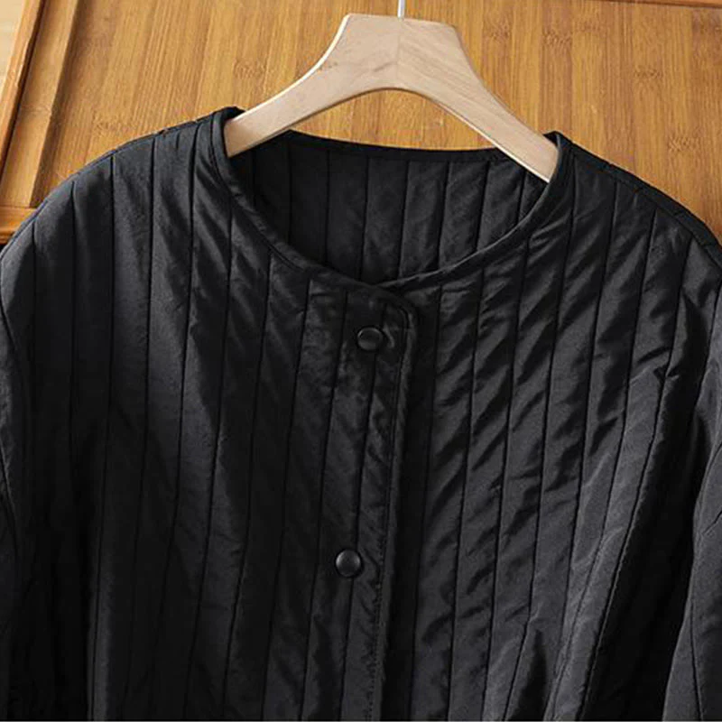 Giacca da donna in cotone con scollo rotondo semplice, coulisse e maniche lunghe, con tasca, modello Buddha Stones - Image 4