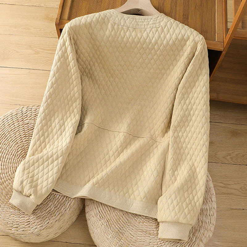 Giacca da donna in cotone a maniche lunghe con tasche, stile retrò, motivo Buddha Stones - Image 2