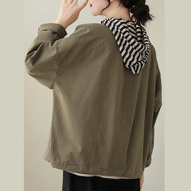Giacca da donna in cotone e lino con maniche lunghe e tasche, modello Buddha Stones Spring Plain Asymmetry Design - Image 13
