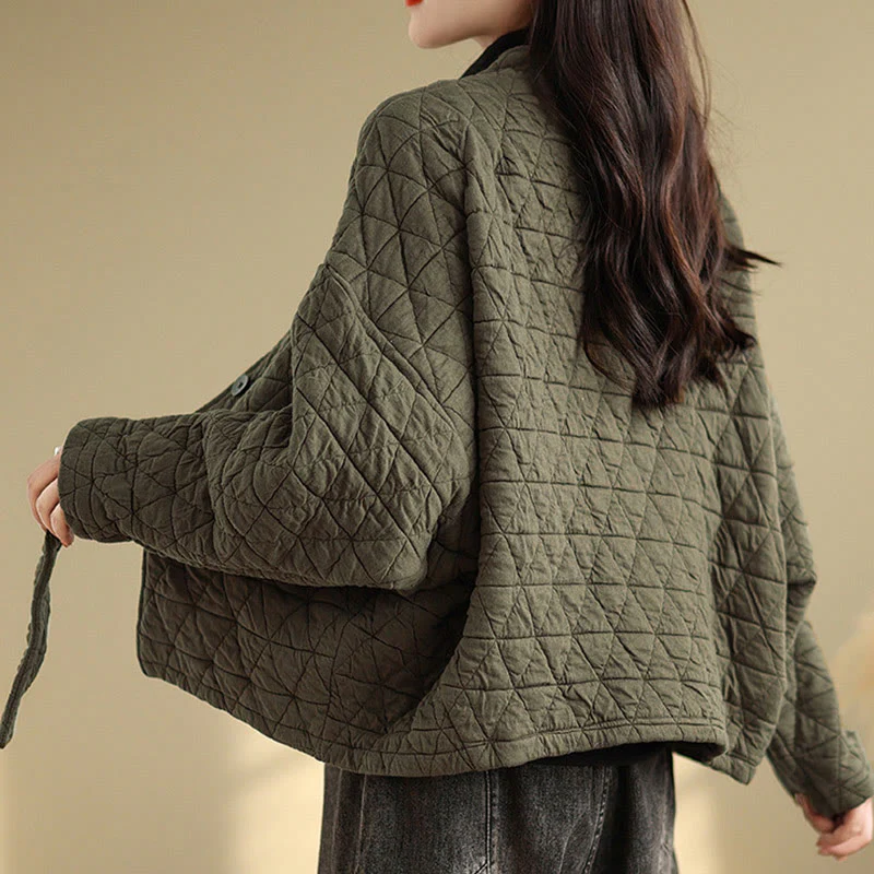Giacca da donna in cotone spesso con bottoni e tasche, a maniche lunghe, Buddha Stones - Image 9