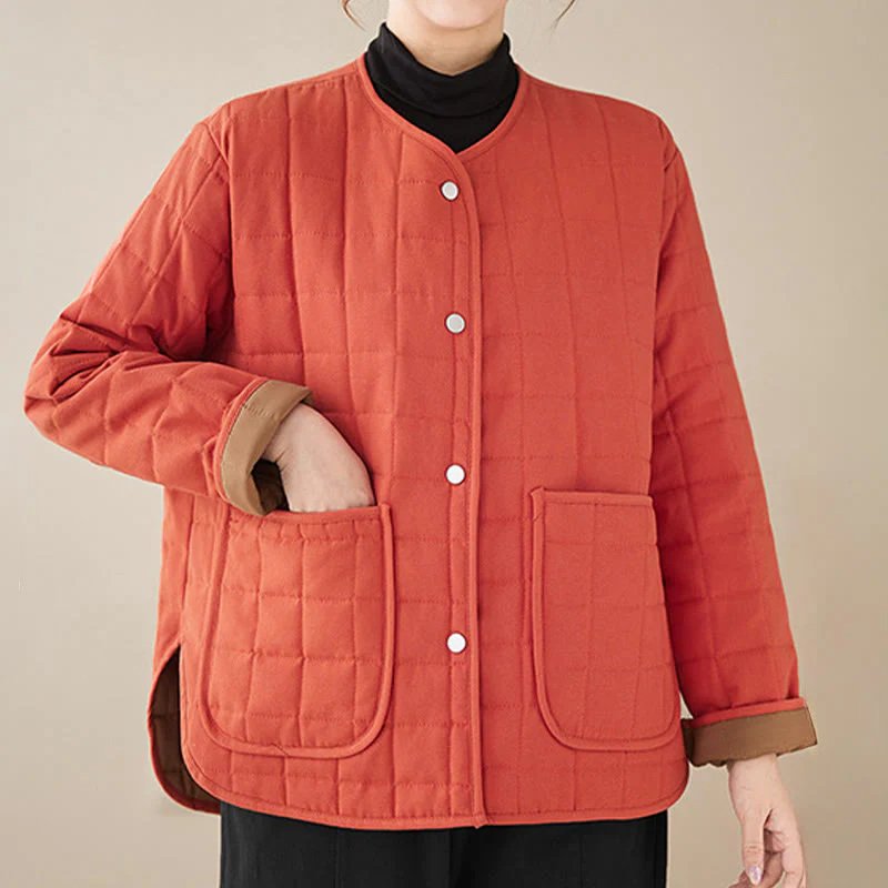 Giacca da donna in cotone spesso a maniche lunghe con tasche, stile retrò, motivo Buddha Stones - Image 12
