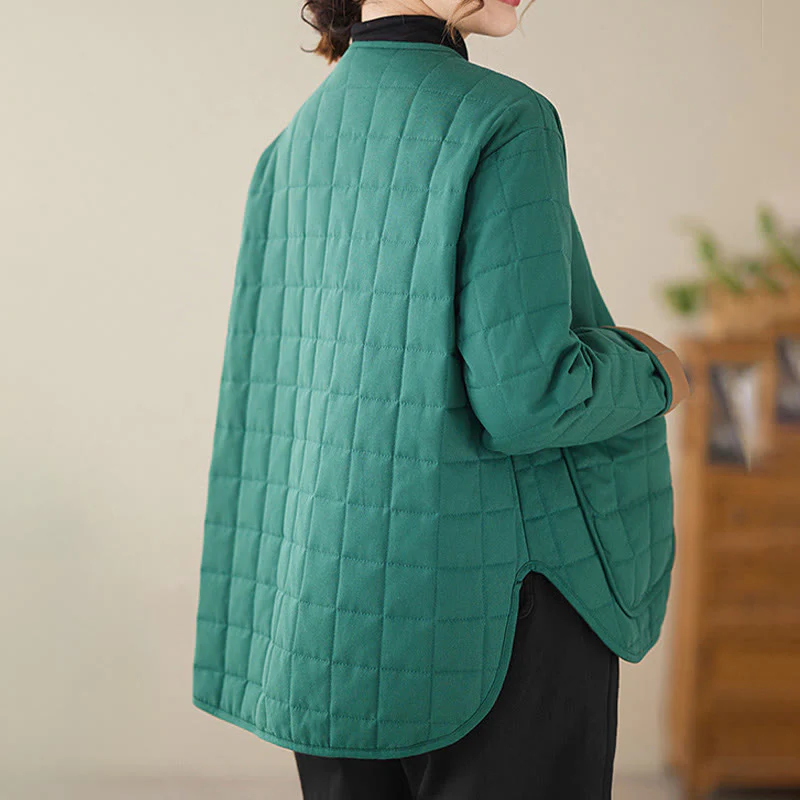 Giacca da donna in cotone spesso a maniche lunghe con tasche, stile retrò, motivo Buddha Stones - Image 17