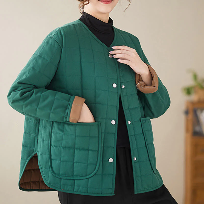 Giacca da donna in cotone spesso a maniche lunghe con tasche, stile retrò, motivo Buddha Stones - Image 18