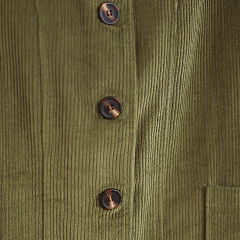 Giacca da donna in velluto a coste con maniche lunghe, tasche e bottoni con motivo Buddha Stones - Image 16