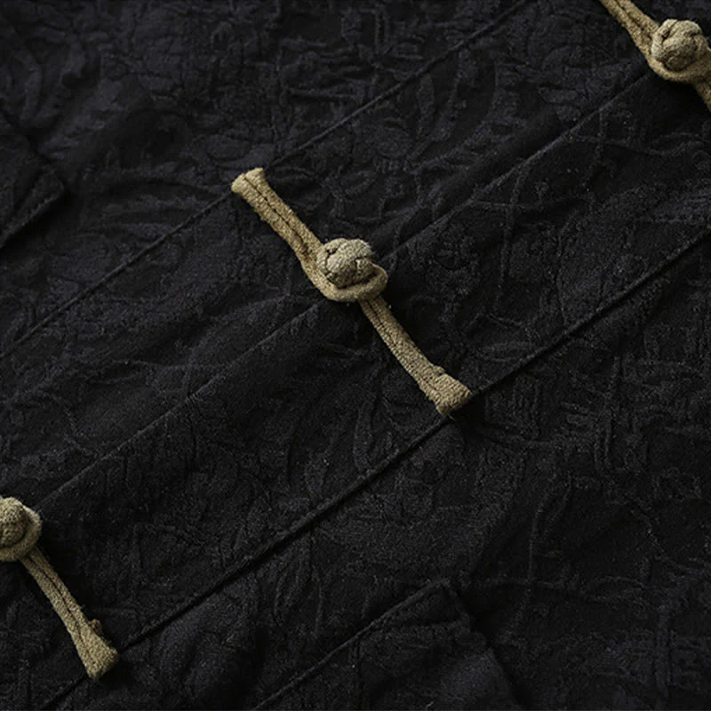 Giacca da uomo a maniche lunghe in cotone con bottoni a rana e tasche , Buddha Stones Spring Jacquard - Image 7