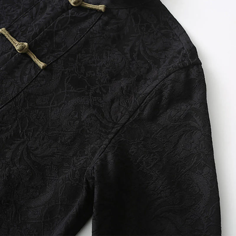 Giacca da uomo a maniche lunghe in cotone con bottoni a rana e tasche , Buddha Stones Spring Jacquard - Image 8