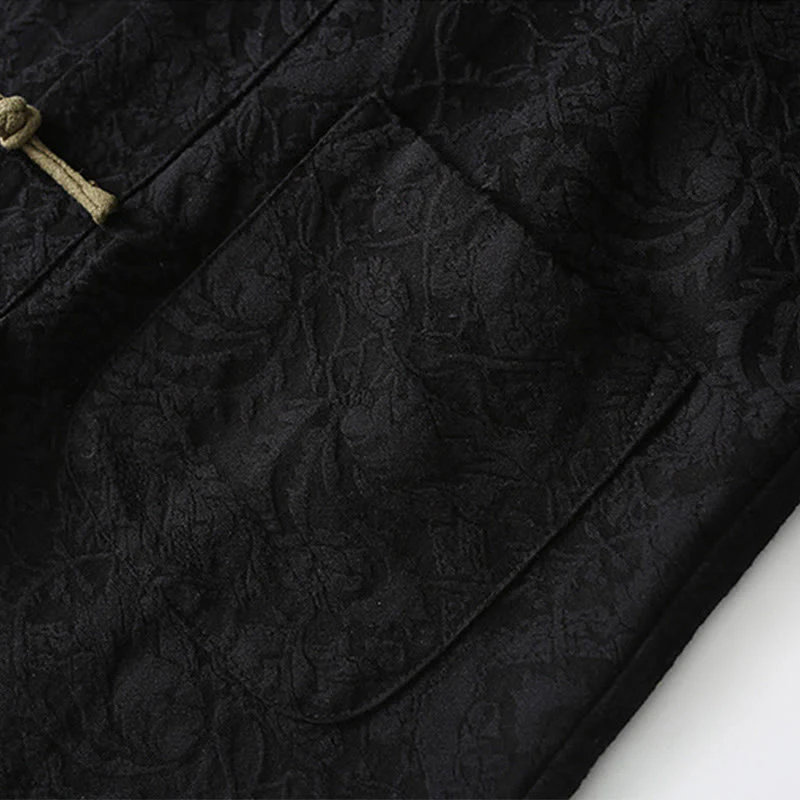 Giacca da uomo a maniche lunghe in cotone con bottoni a rana e tasche , Buddha Stones Spring Jacquard - Image 9