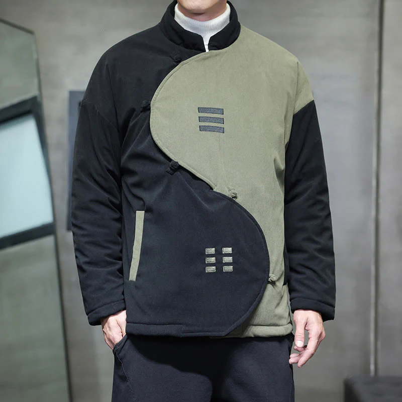 Giacca da uomo a maniche lunghe in velluto a coste con tasche, stile invernale Yin Yang Tai Chi , Buddha Stones - Image 12