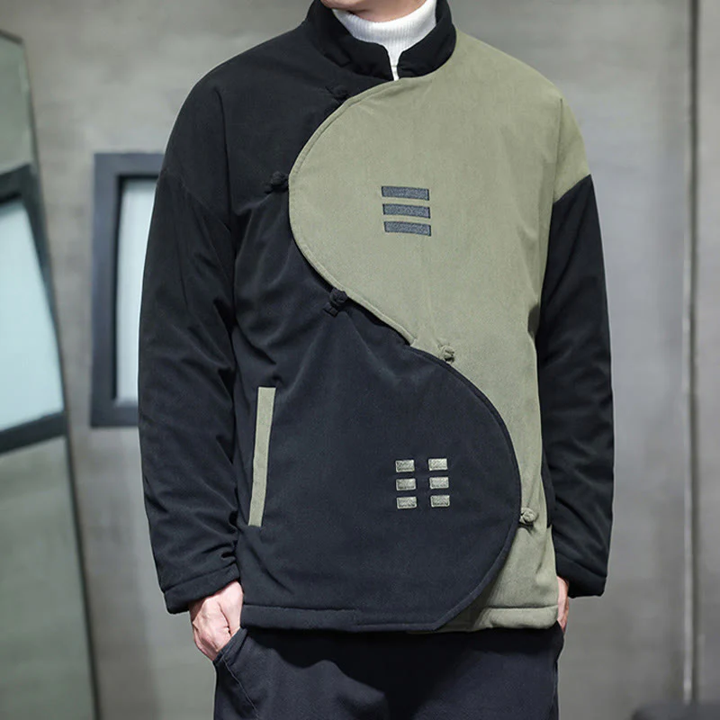 Giacca da uomo a maniche lunghe in velluto a coste con tasche, stile invernale Yin Yang Tai Chi , Buddha Stones - Image 14