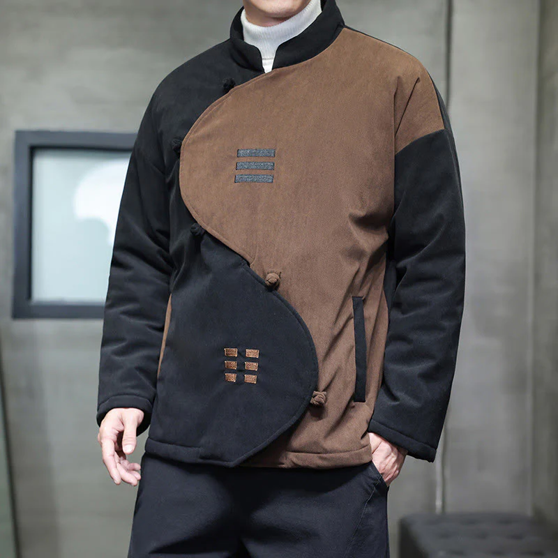 Giacca da uomo a maniche lunghe in velluto a coste con tasche, stile invernale Yin Yang Tai Chi , Buddha Stones - Image 2