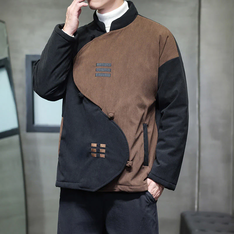 Giacca da uomo a maniche lunghe in velluto a coste con tasche, stile invernale Yin Yang Tai Chi , Buddha Stones - Image 5