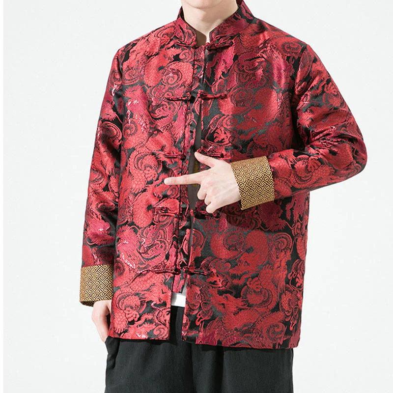 Giacca da uomo in cotone con bottoni in stile rana, drago cinese , Buddha Stones - Image 19