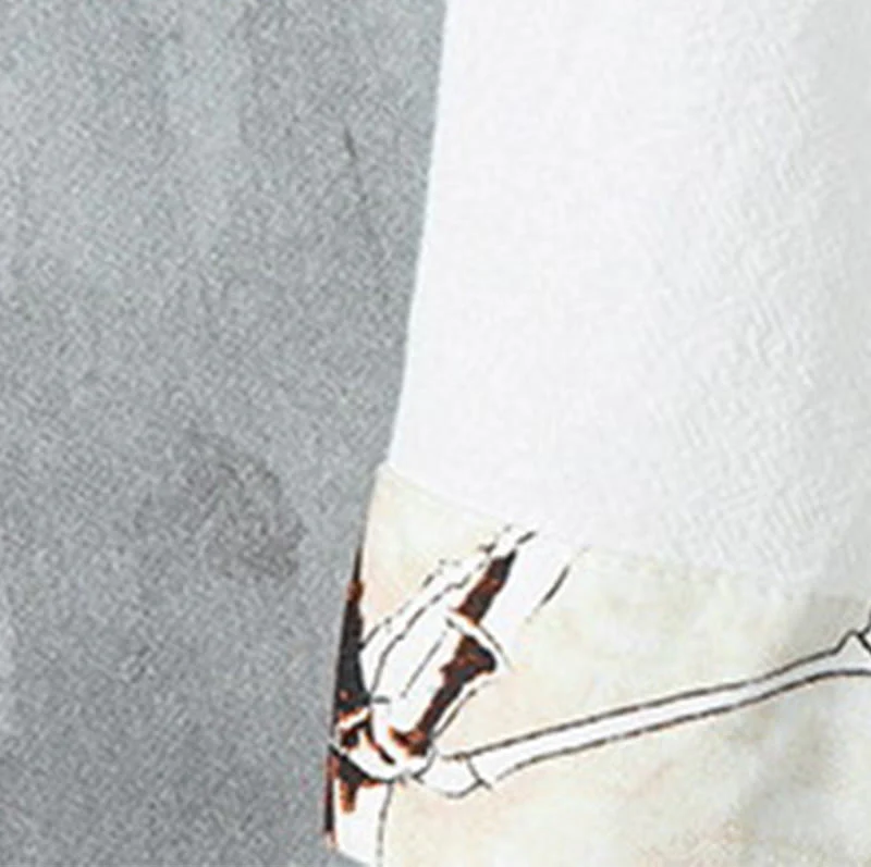 Giacca da uomo in cotone e lino con motivo patchwork a mezza manica con bottoni a forma di rana Buddha Stones - Image 9