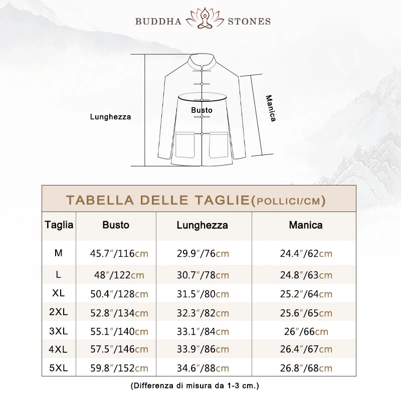 Giacca da uomo in lino e cotone con tasche, stile cinese Tang, con bottoni a rana Buddha Stones - Image 3