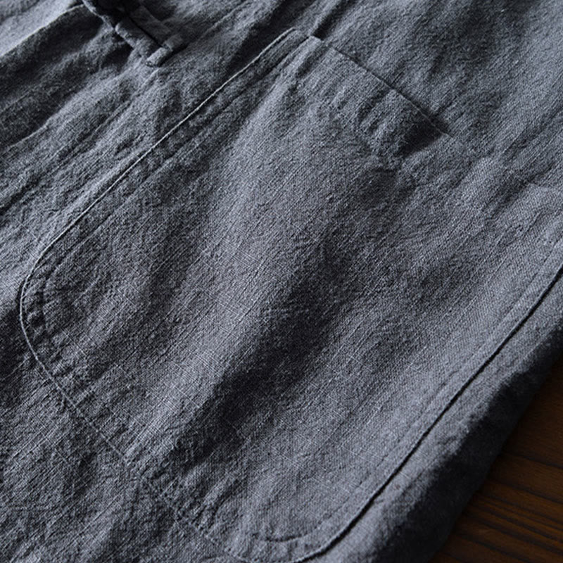 Giacca da uomo in lino e cotone con tasche, stile cinese Tang, con bottoni a rana Buddha Stones - Image 6