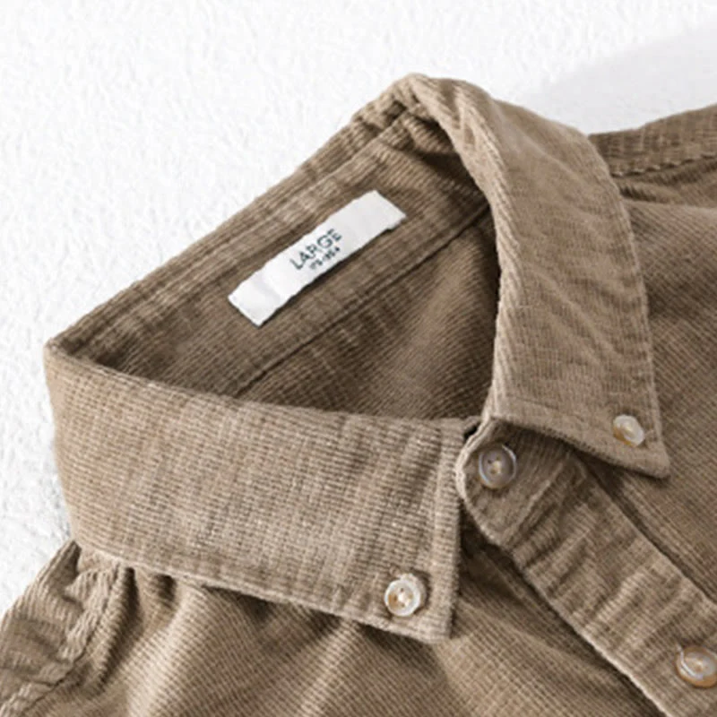 Giacca da uomo in velluto a coste casual con tasche, a maniche lunghe e tinta unita, in cotone spesso, con Buddha Stones - Image 10
