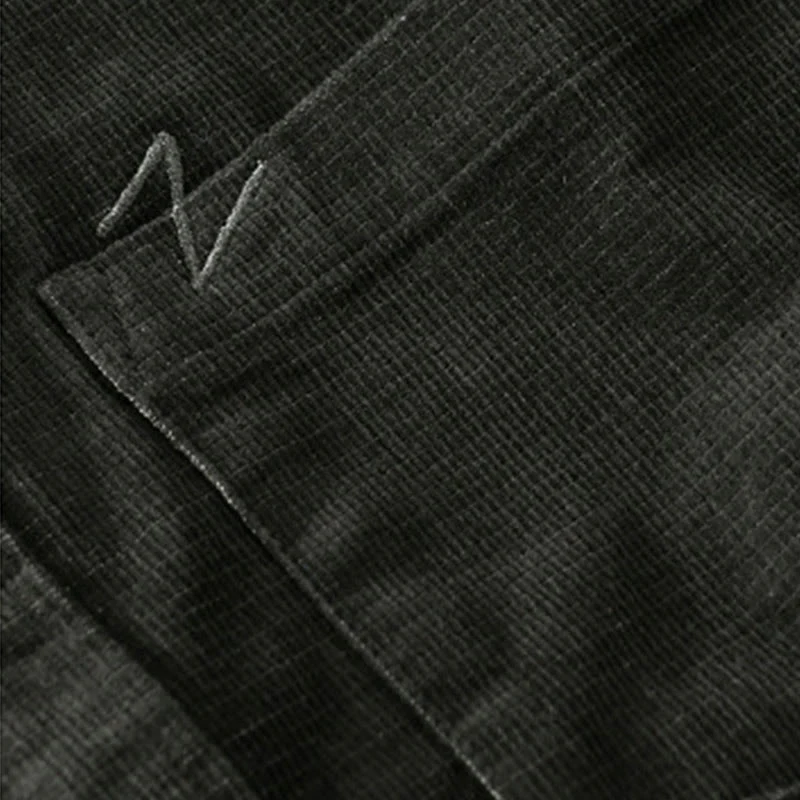 Giacca da uomo in velluto a coste casual con tasche, a maniche lunghe e tinta unita, in cotone spesso, con Buddha Stones - Image 6