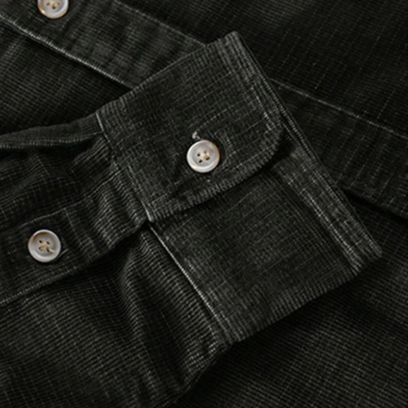 Giacca da uomo in velluto a coste casual con tasche, a maniche lunghe e tinta unita, in cotone spesso, con Buddha Stones - Image 7