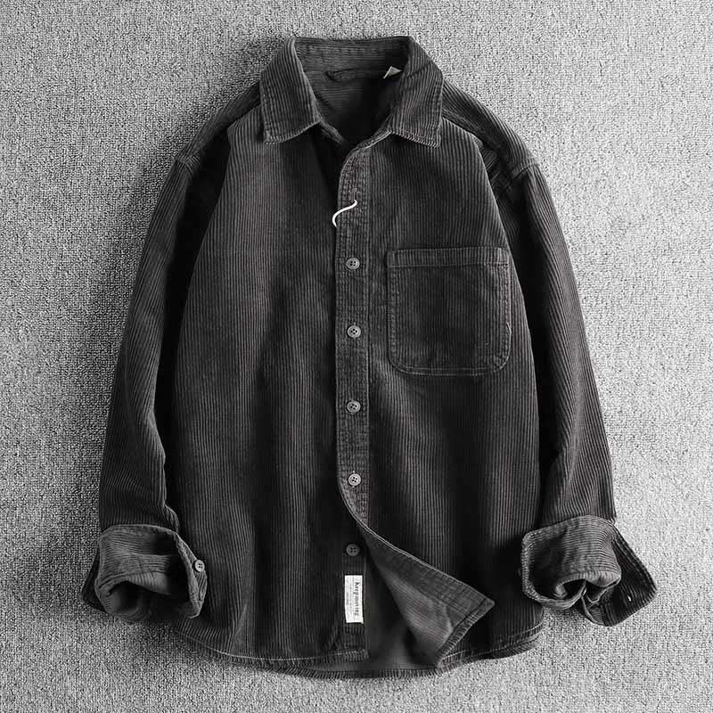 Giacca da uomo monopetto con maniche lunghe e tasche, tinta unita, con bottoni, in tessuto spesso Buddha Stones - Image 11