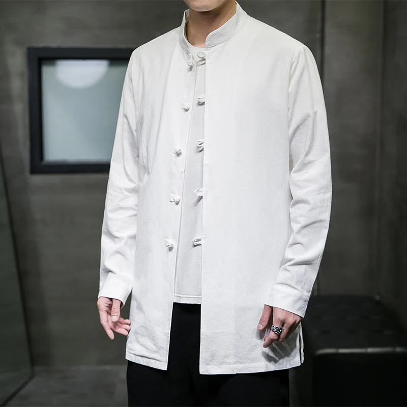 Giacca e camicia da uomo in cotone a maniche lunghe con bottoni cinesi Buddha Stones , semplice abito Tang - Image 12