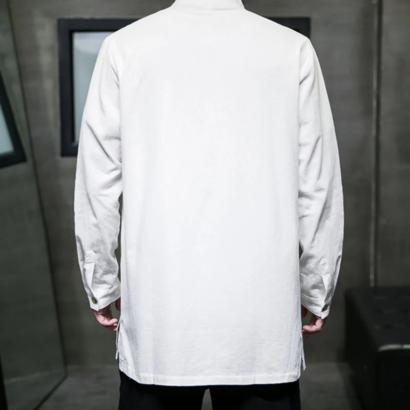 Giacca e camicia da uomo in cotone a maniche lunghe con bottoni cinesi Buddha Stones , semplice abito Tang - Image 15