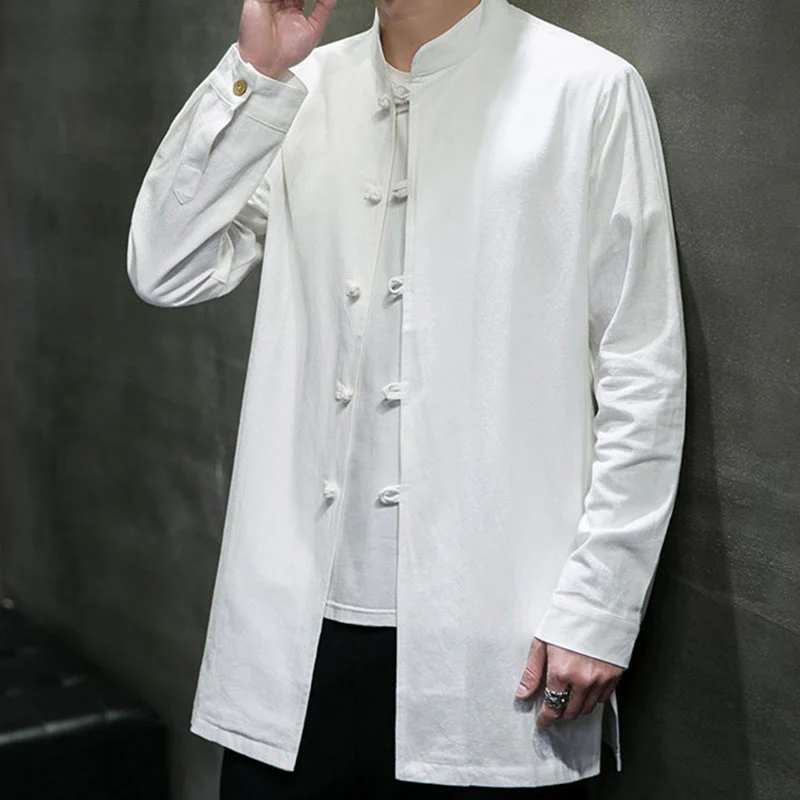 Giacca e camicia da uomo in cotone a maniche lunghe con bottoni cinesi Buddha Stones , semplice abito Tang - Image 17