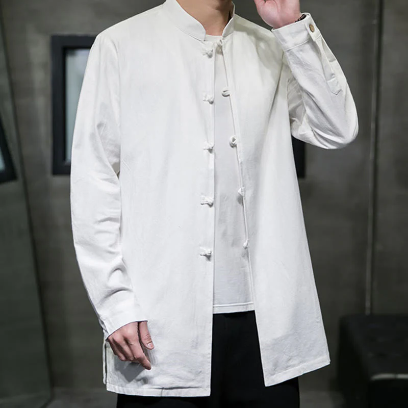Giacca e camicia da uomo in cotone a maniche lunghe con bottoni cinesi Buddha Stones , semplice abito Tang - Image 20