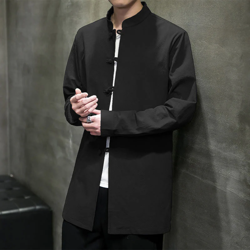 Giacca e camicia da uomo in cotone a maniche lunghe con bottoni cinesi Buddha Stones , semplice abito Tang - Image 24