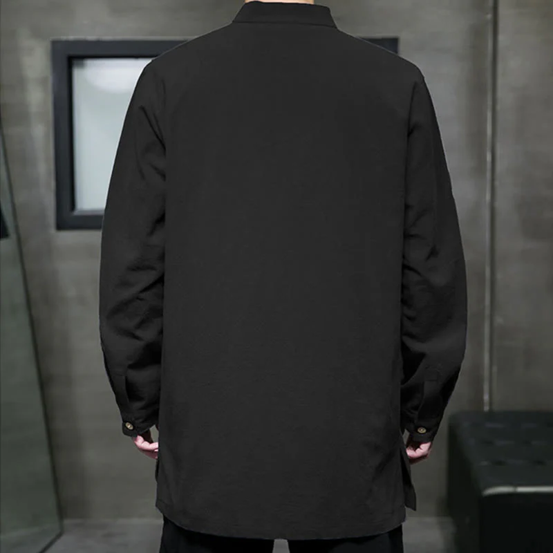 Giacca e camicia da uomo in cotone a maniche lunghe con bottoni cinesi Buddha Stones , semplice abito Tang - Image 27