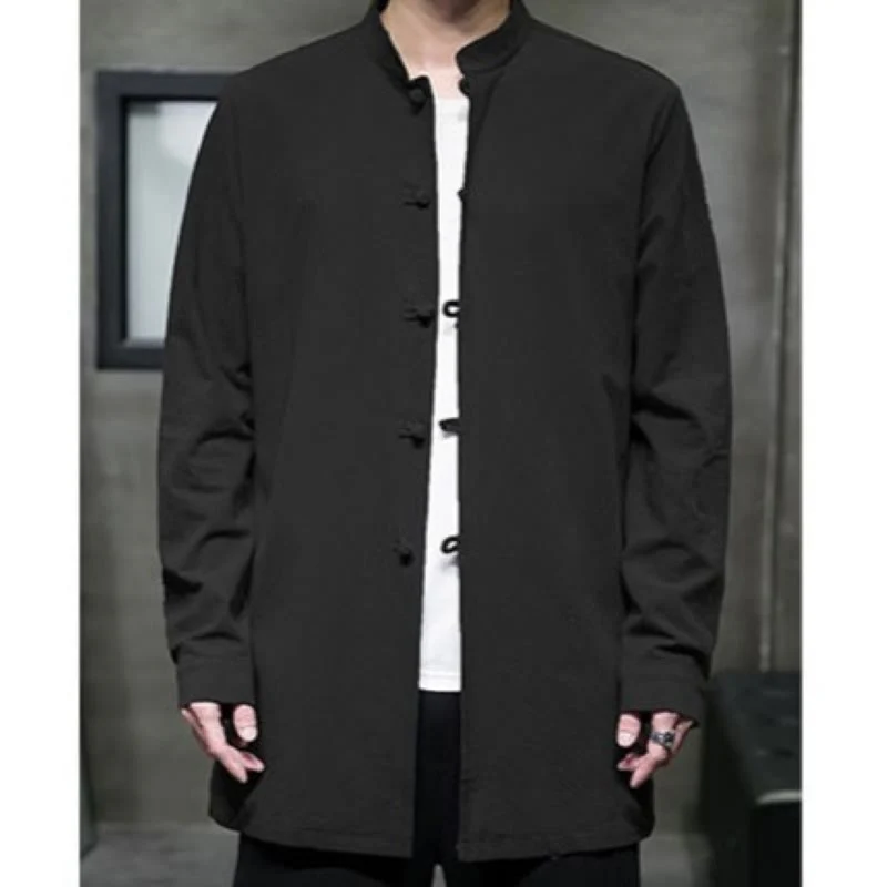 Giacca e camicia da uomo in cotone a maniche lunghe con bottoni cinesi Buddha Stones , semplice abito Tang - Image 28