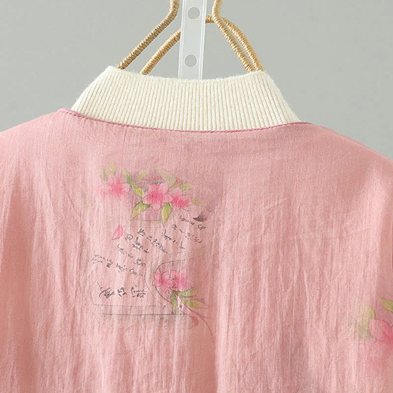 Giacca imbottita in cotone a maniche lunghe con tasche e stampa Buddha Stones da donna - Image 5