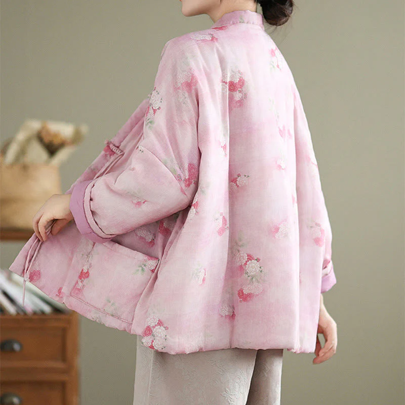 Giacca a maniche lunghe da donna con tasche e stampa di fiori Buddha Stones - Image 6