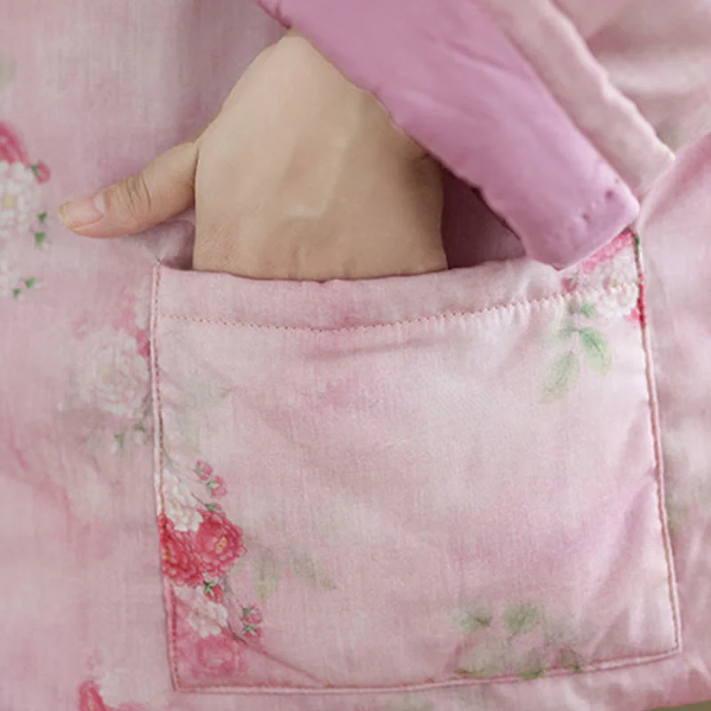 Giacca a maniche lunghe da donna con tasche e stampa di fiori Buddha Stones - Image 9
